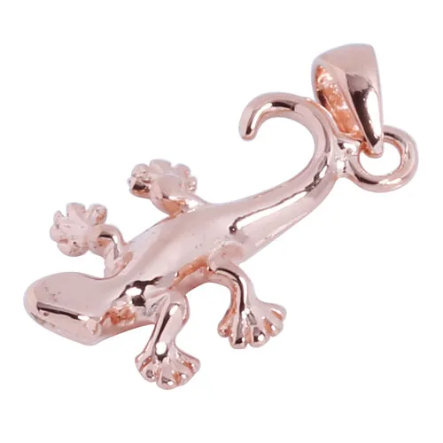 Pink Gold Plated Sterling Silver Gecko Pendant (Chain Sold Separately)