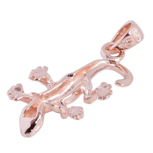Pink Gold Plated Sterling Silver Gecko Pendant (Chain Sold Separately)