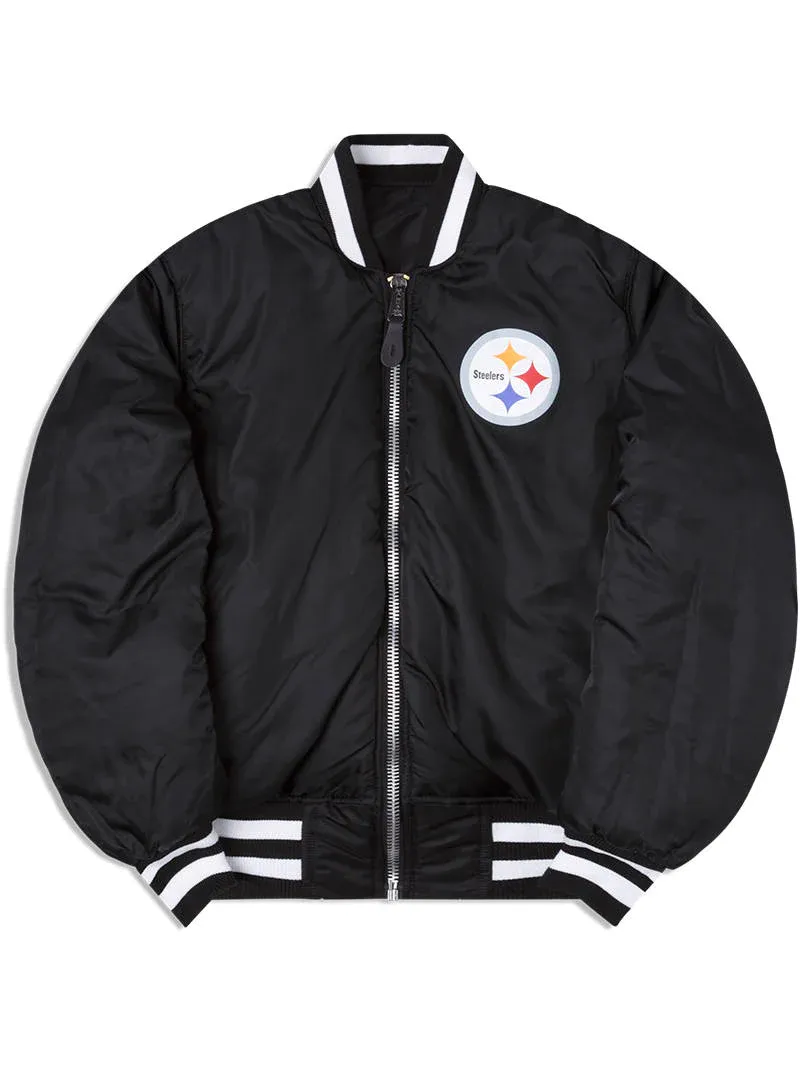PITTSBURGH STEELERS MEN'S NEW ERA ALPHA INDUSTRIES REVERSIBLE BOMBER JACKET