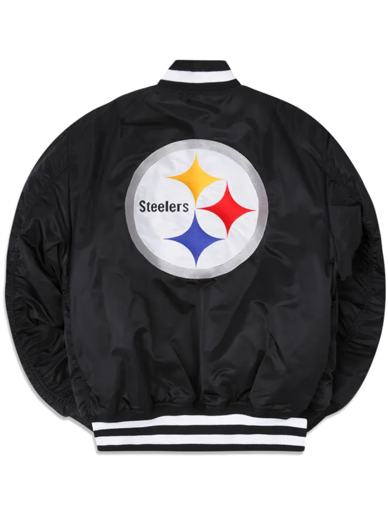 PITTSBURGH STEELERS MEN'S NEW ERA ALPHA INDUSTRIES REVERSIBLE BOMBER JACKET