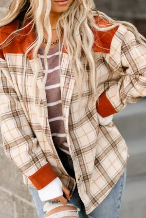 Plaid Contrast Corduroy Jacket