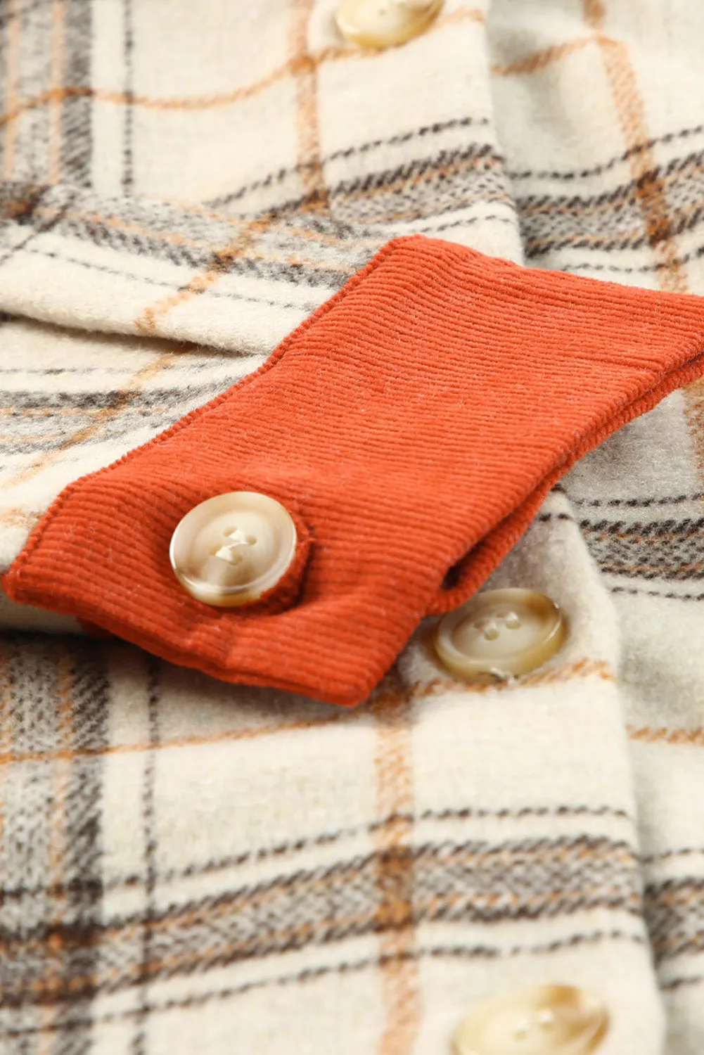 Plaid Contrast Corduroy Jacket