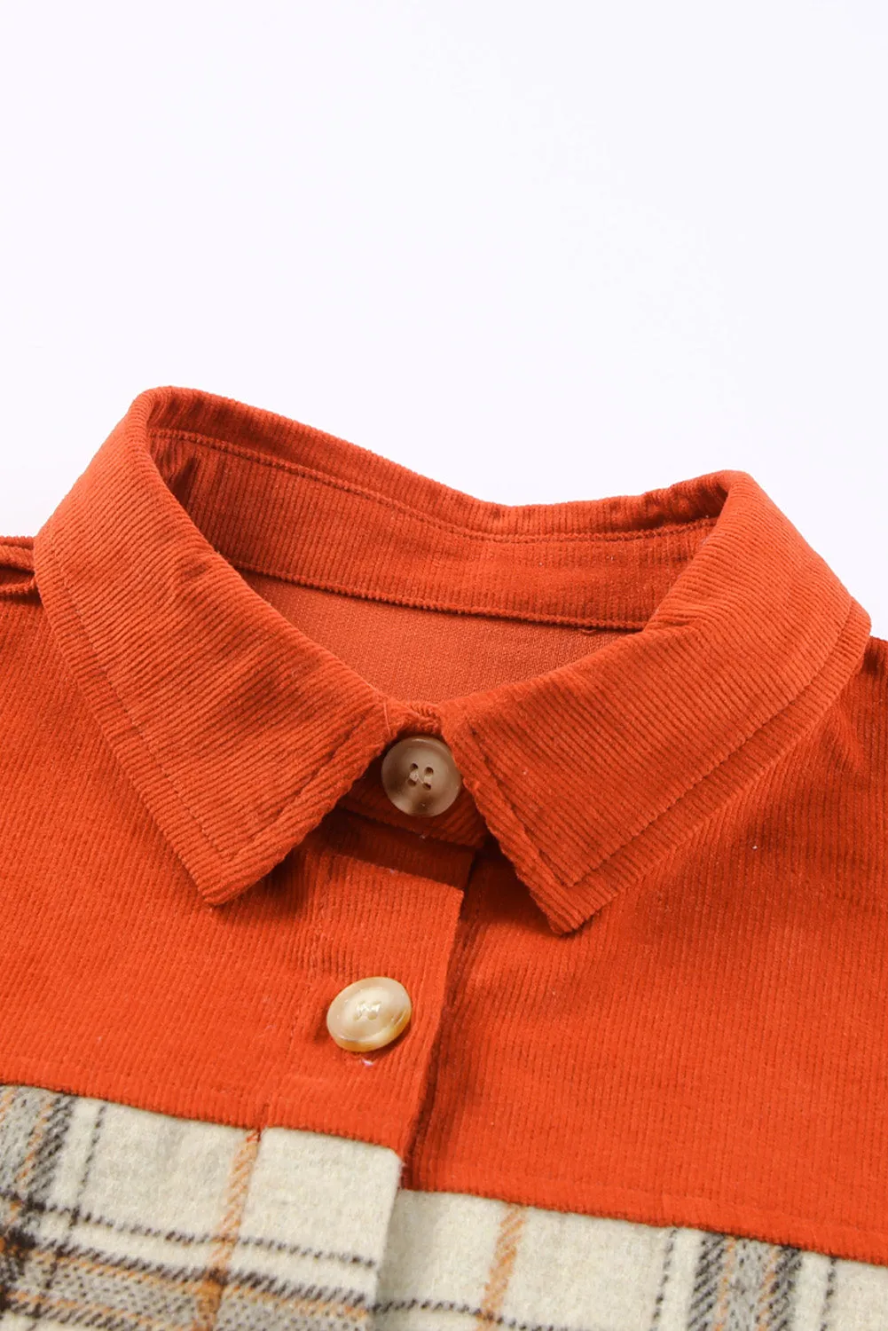 Plaid Contrast Corduroy Jacket