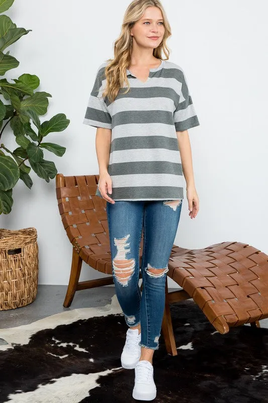 PLUS STRIPE BASIC TOP