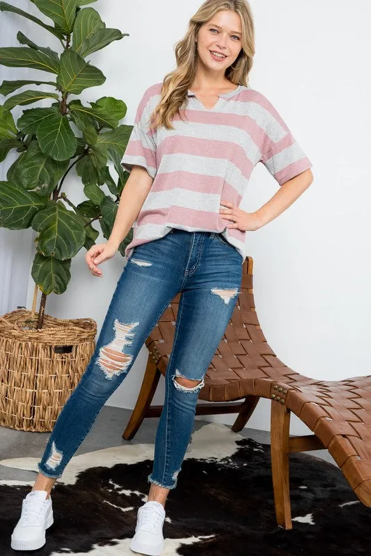 PLUS STRIPE BASIC TOP