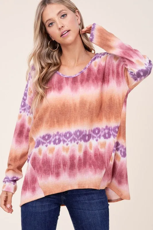PLUS TIE DYE PRINT BOXY TOP