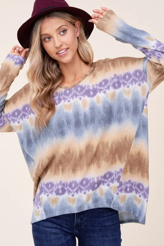 PLUS TIE DYE PRINT BOXY TOP