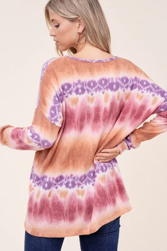PLUS TIE DYE PRINT BOXY TOP