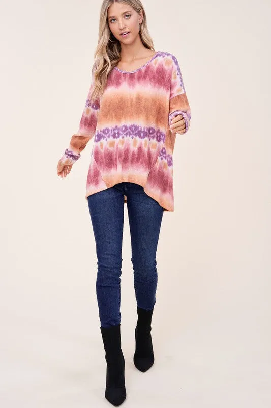 PLUS TIE DYE PRINT BOXY TOP