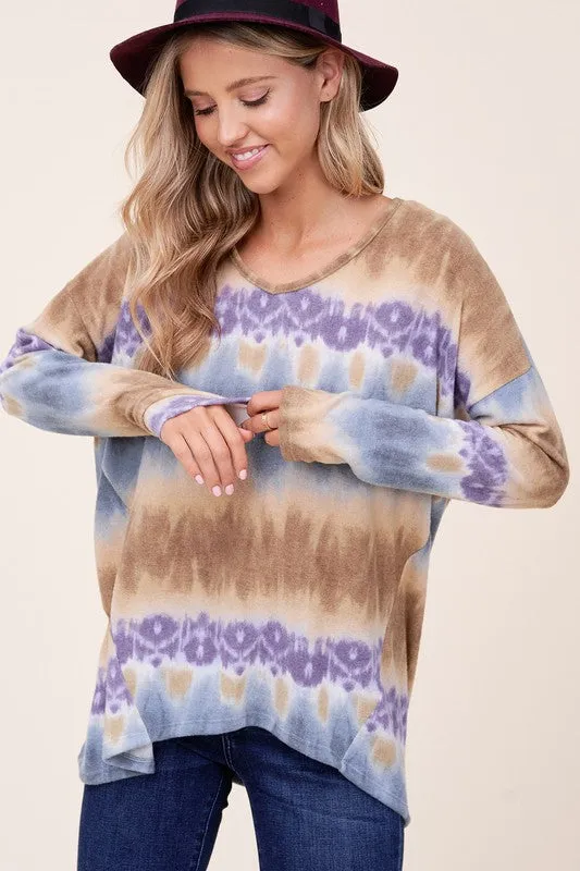 PLUS TIE DYE PRINT BOXY TOP