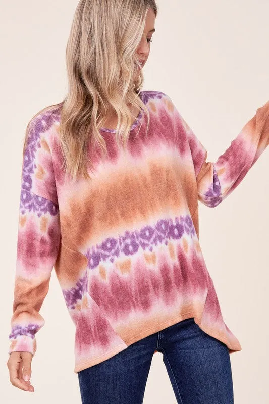 PLUS TIE DYE PRINT BOXY TOP