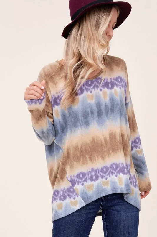 PLUS TIE DYE PRINT BOXY TOP