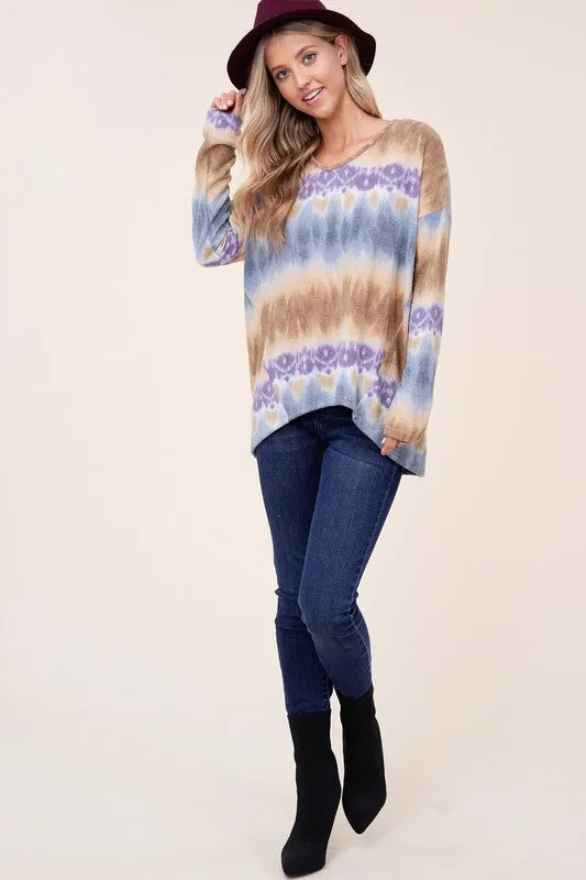 PLUS TIE DYE PRINT BOXY TOP