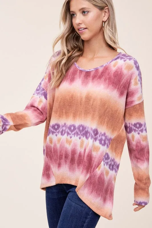 PLUS TIE DYE PRINT BOXY TOP