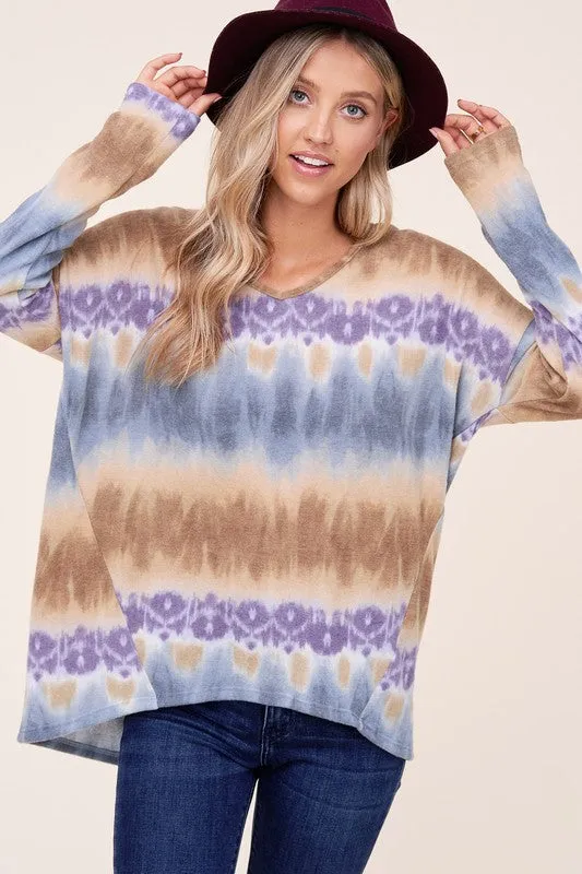 PLUS TIE DYE PRINT BOXY TOP