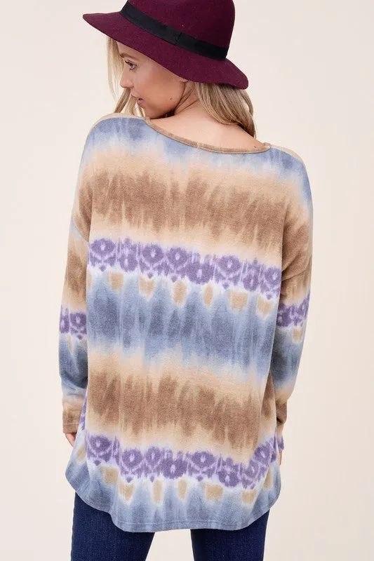 PLUS TIE DYE PRINT BOXY TOP