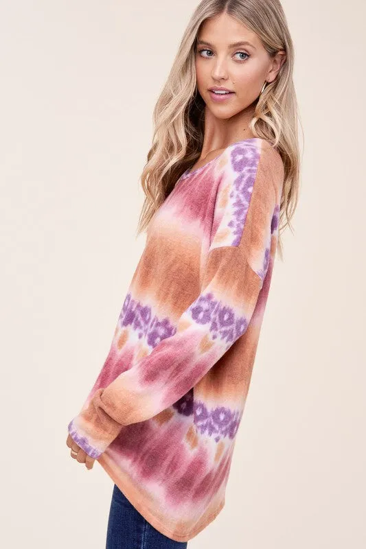 PLUS TIE DYE PRINT BOXY TOP