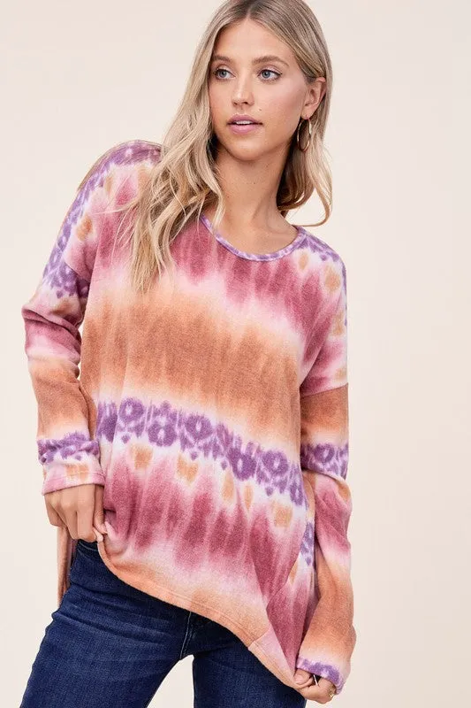 PLUS TIE DYE PRINT BOXY TOP
