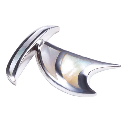 Polynesian Voyaging Canoe Sterling Silver Pendant with Mother-of-pearl Inlay Small(Chain Sold Separately)