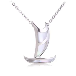 Polynesian Voyaging Canoe Sterling Silver Pendant with Mother-of-pearl Inlay Small(Chain Sold Separately)