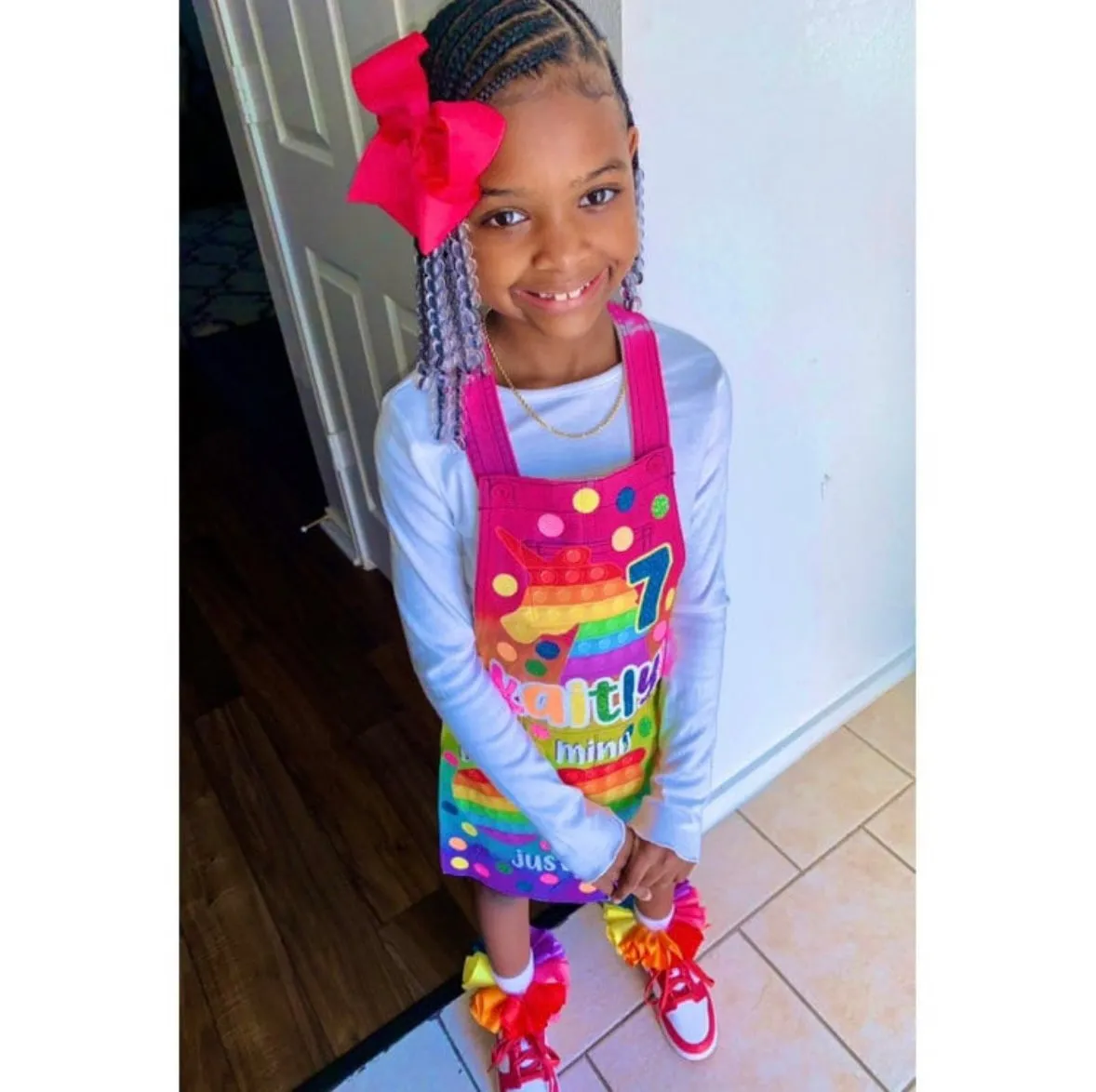 Pop it Birthday Girl Overalls Custom Denim Poppin Birthday Outfit Rainbow