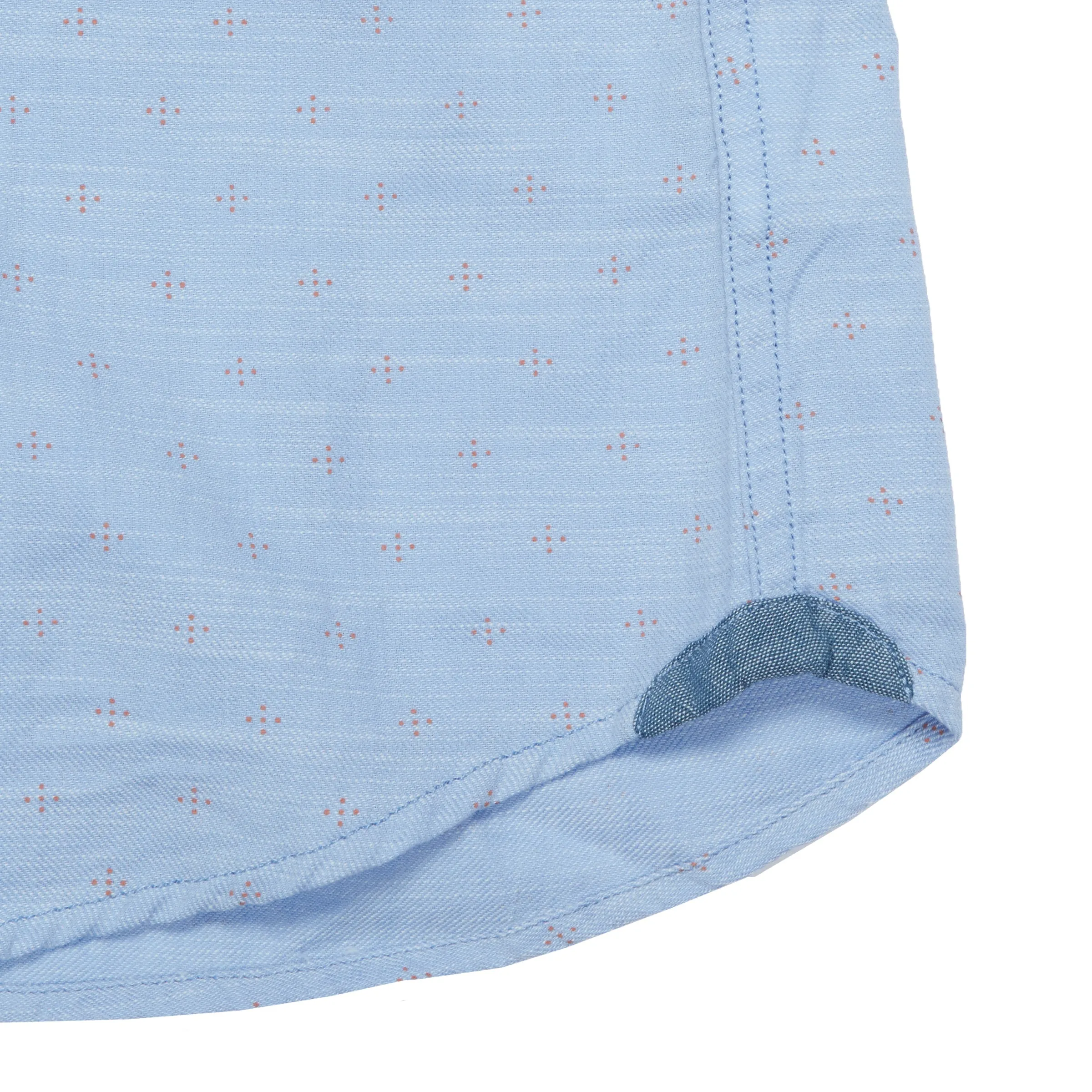 Prescott Printed Summer Slub Twill Short Sleeve Shirt - Blue Twill (Final Sale)