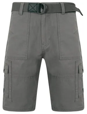 Pucon Cotton Twill Cargo Shorts with Belt in Graphite Grey - Dissident