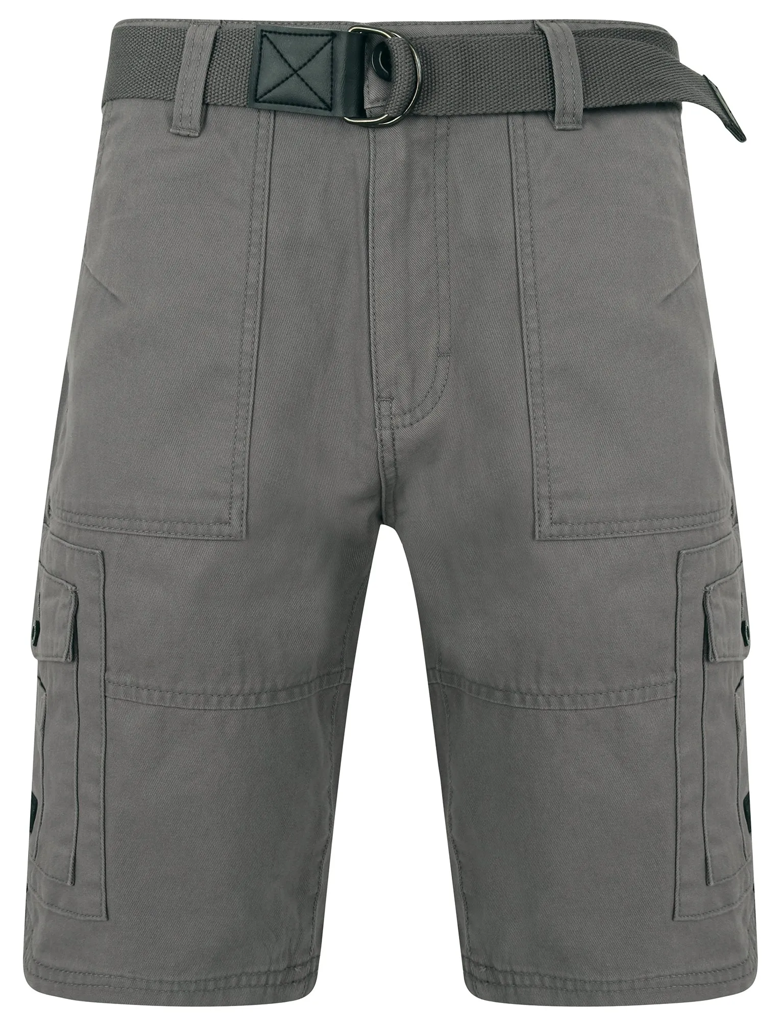 Pucon Cotton Twill Cargo Shorts with Belt in Graphite Grey - Dissident