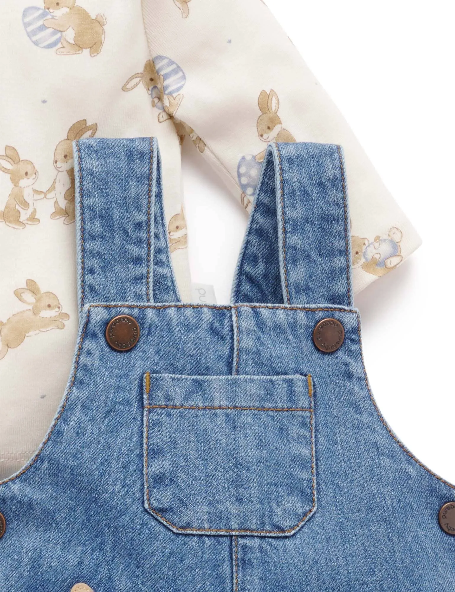 Purebaby - Bunny Denim Overall Set
