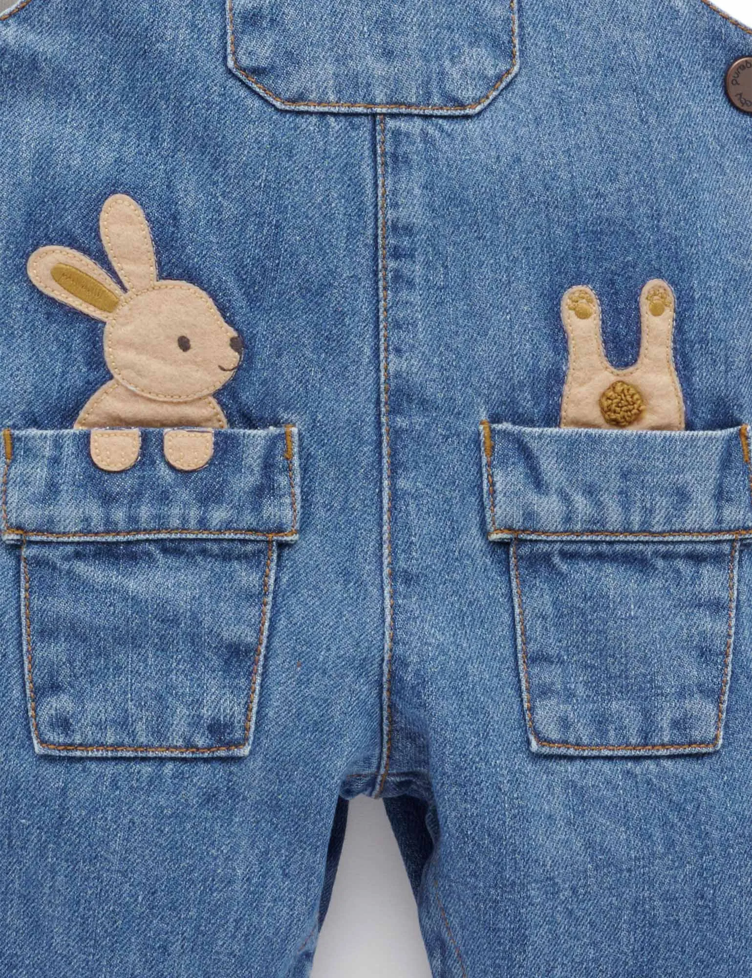 Purebaby - Bunny Denim Overall Set
