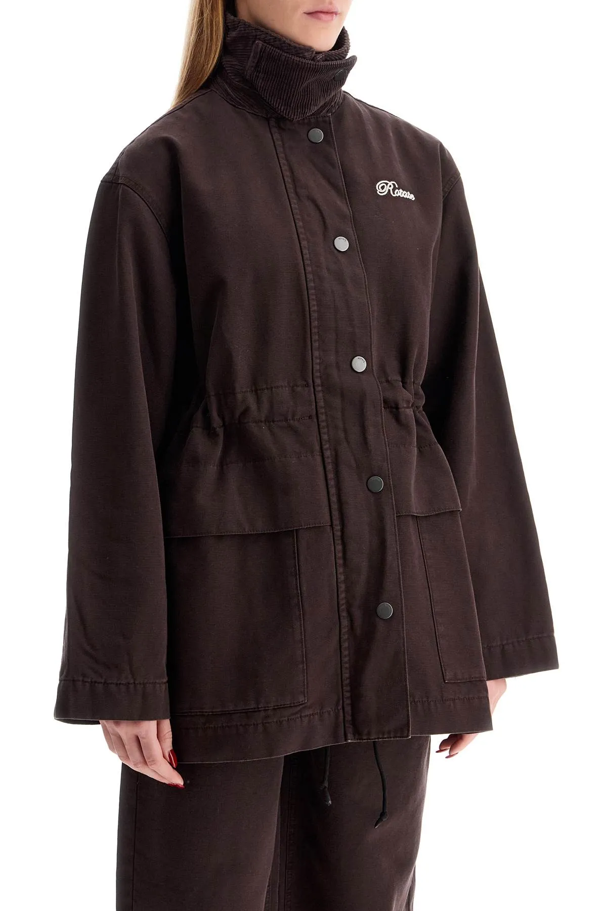 "oversized jacket with embroidered 113360578 CHOCOLATE PLUM (BROWN)