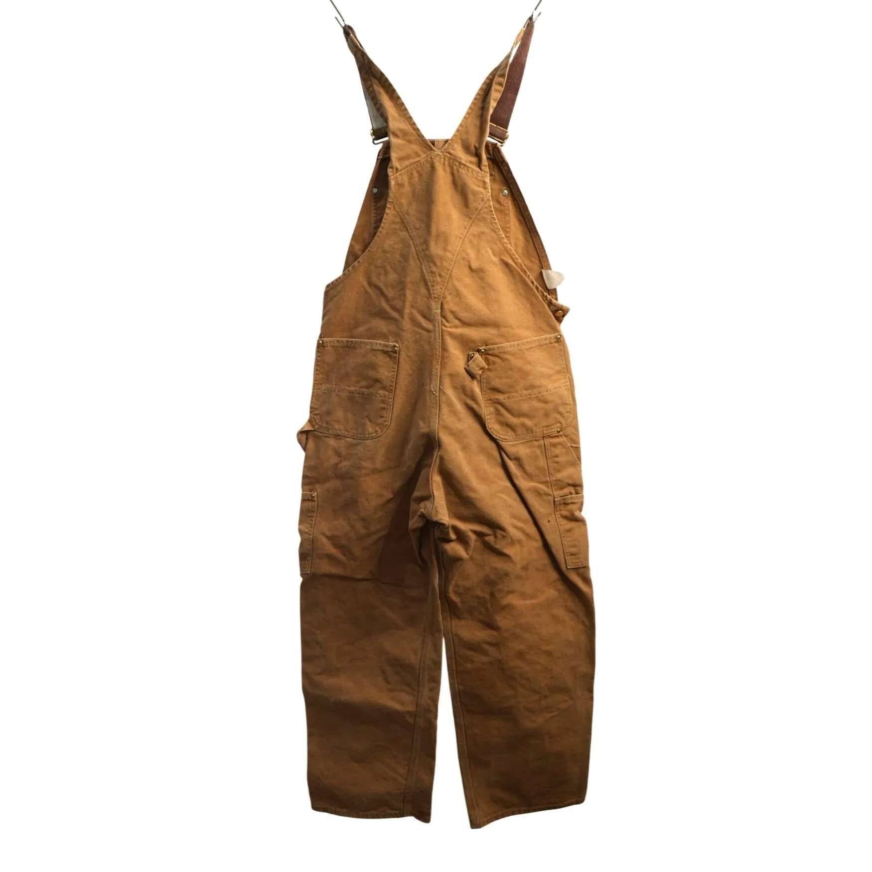 "Retail" Carhartt Unlined Canvas Double-Knee Workwear Bib Overalls Brown W39 Men's