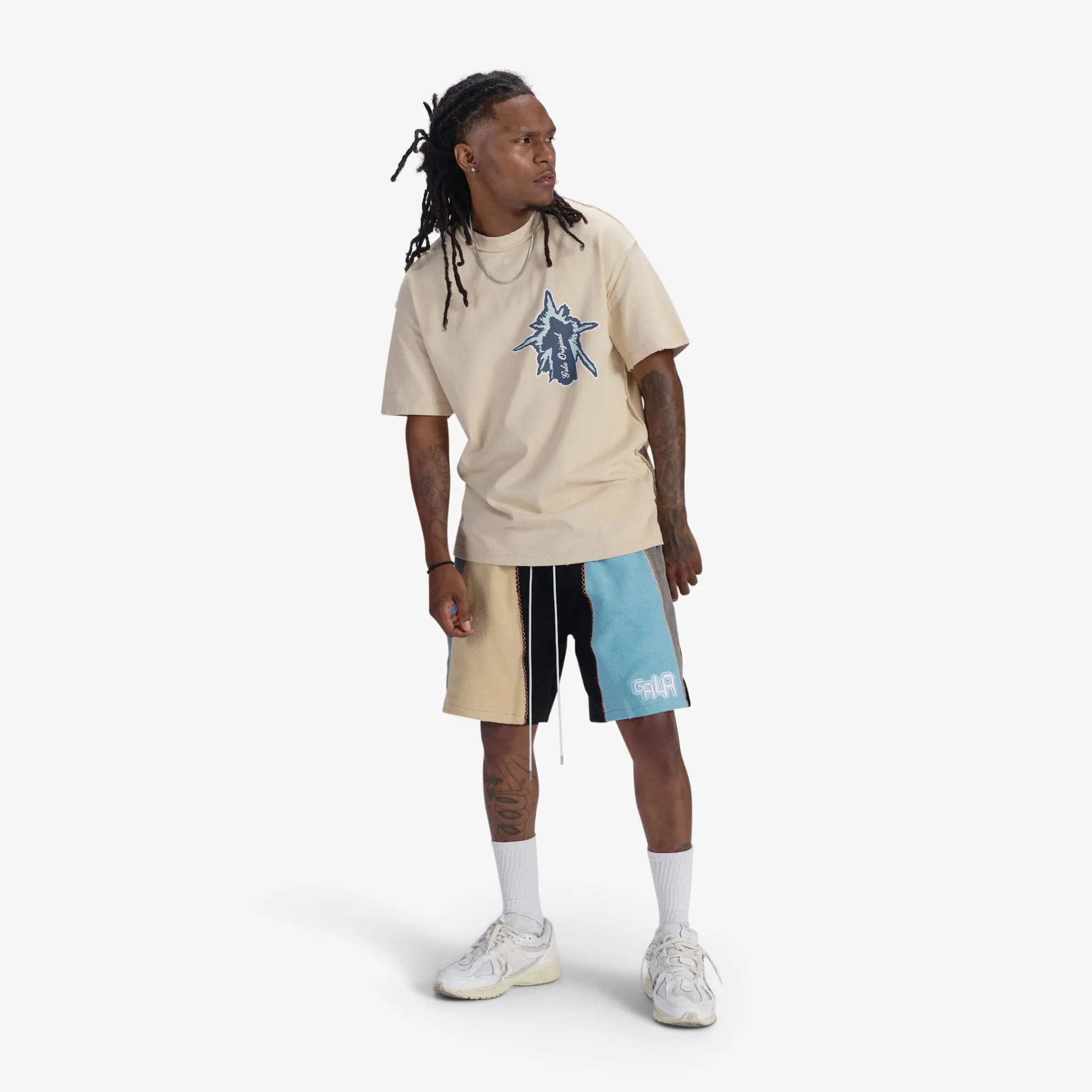 "Slicer" Panel Shorts (baby blue/sand)
