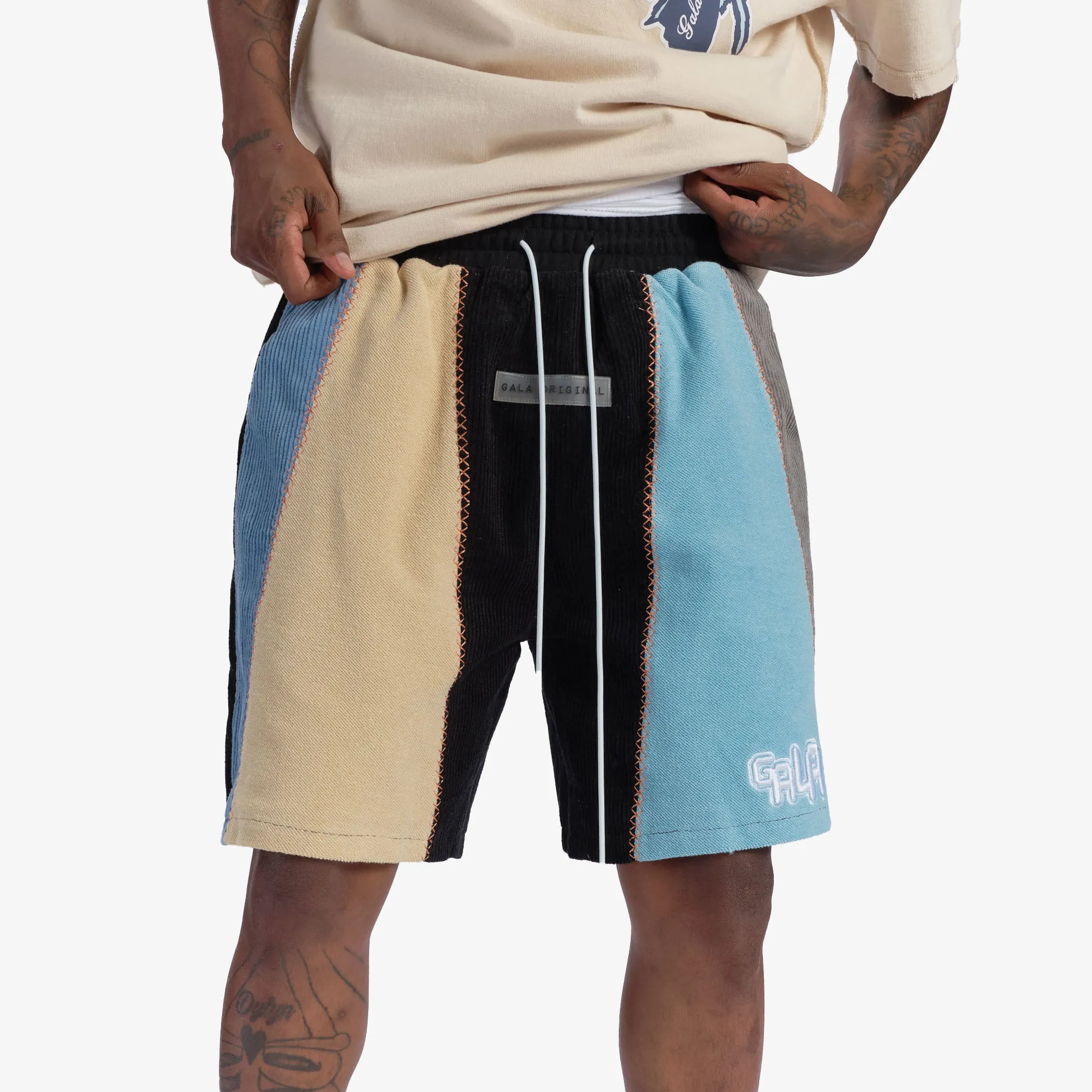 "Slicer" Panel Shorts (baby blue/sand)