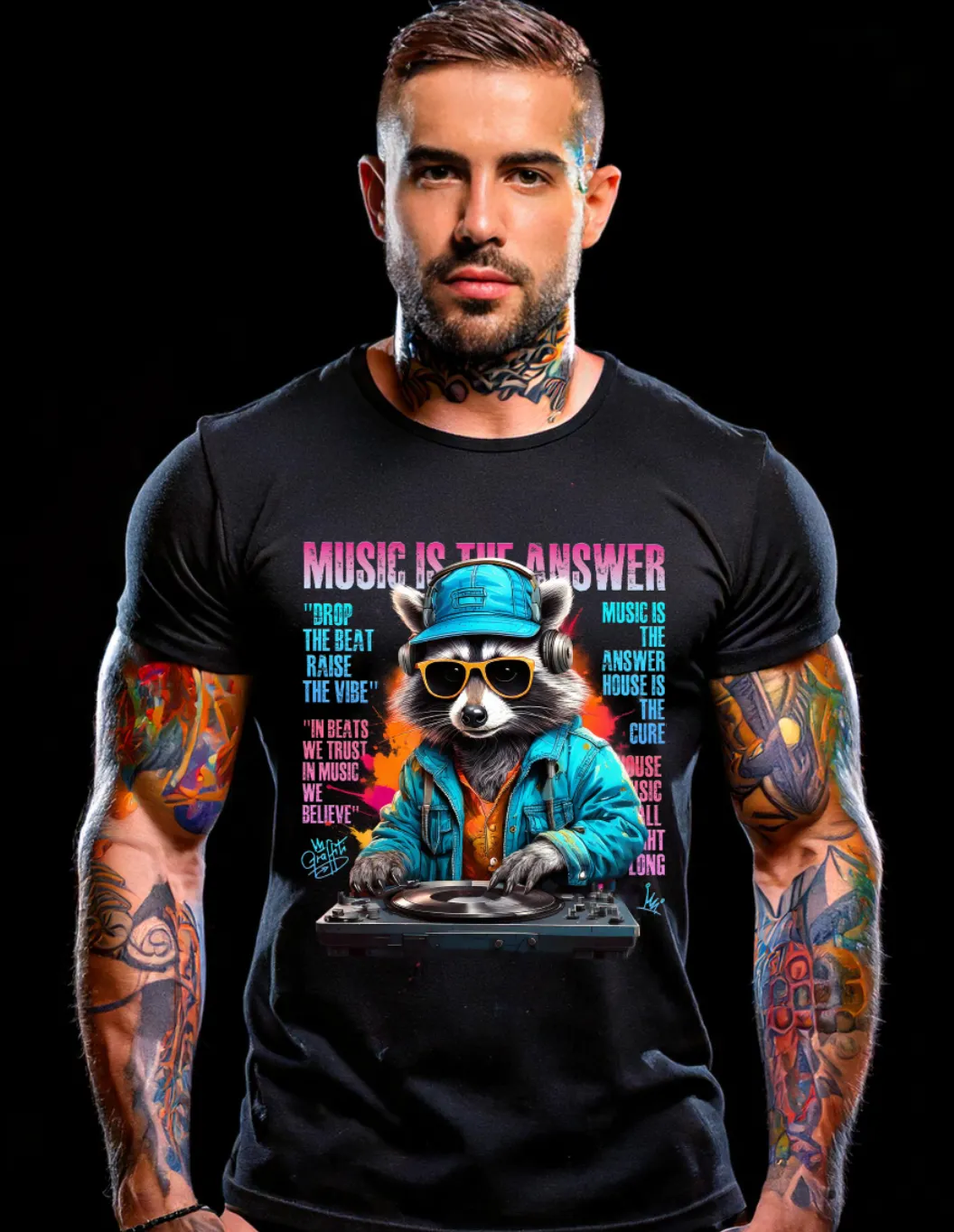 Raccoon DJ Art Exclusive T-Shirts | GM TM