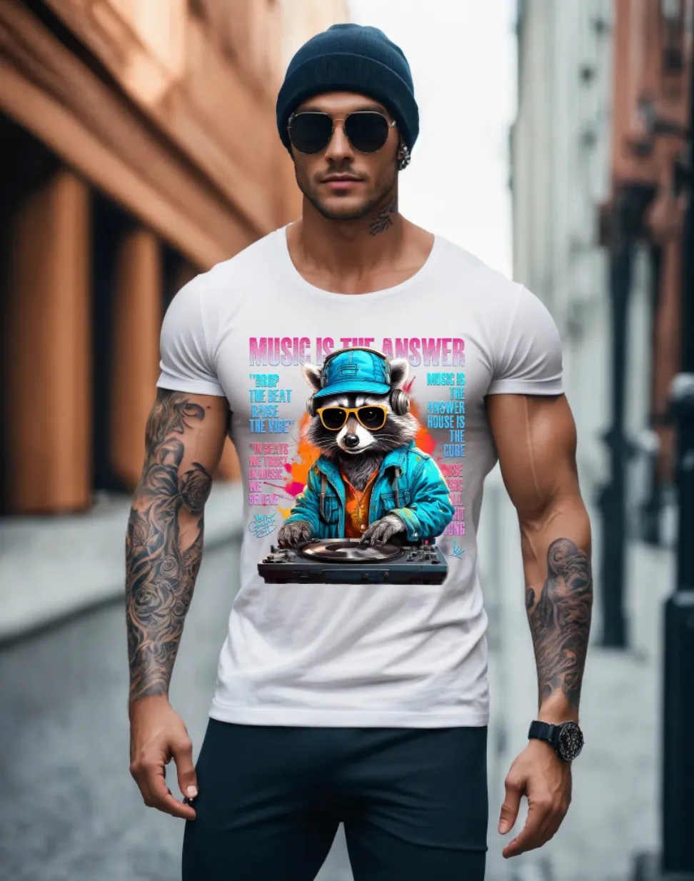 Raccoon DJ Art Exclusive T-Shirts | GM TM