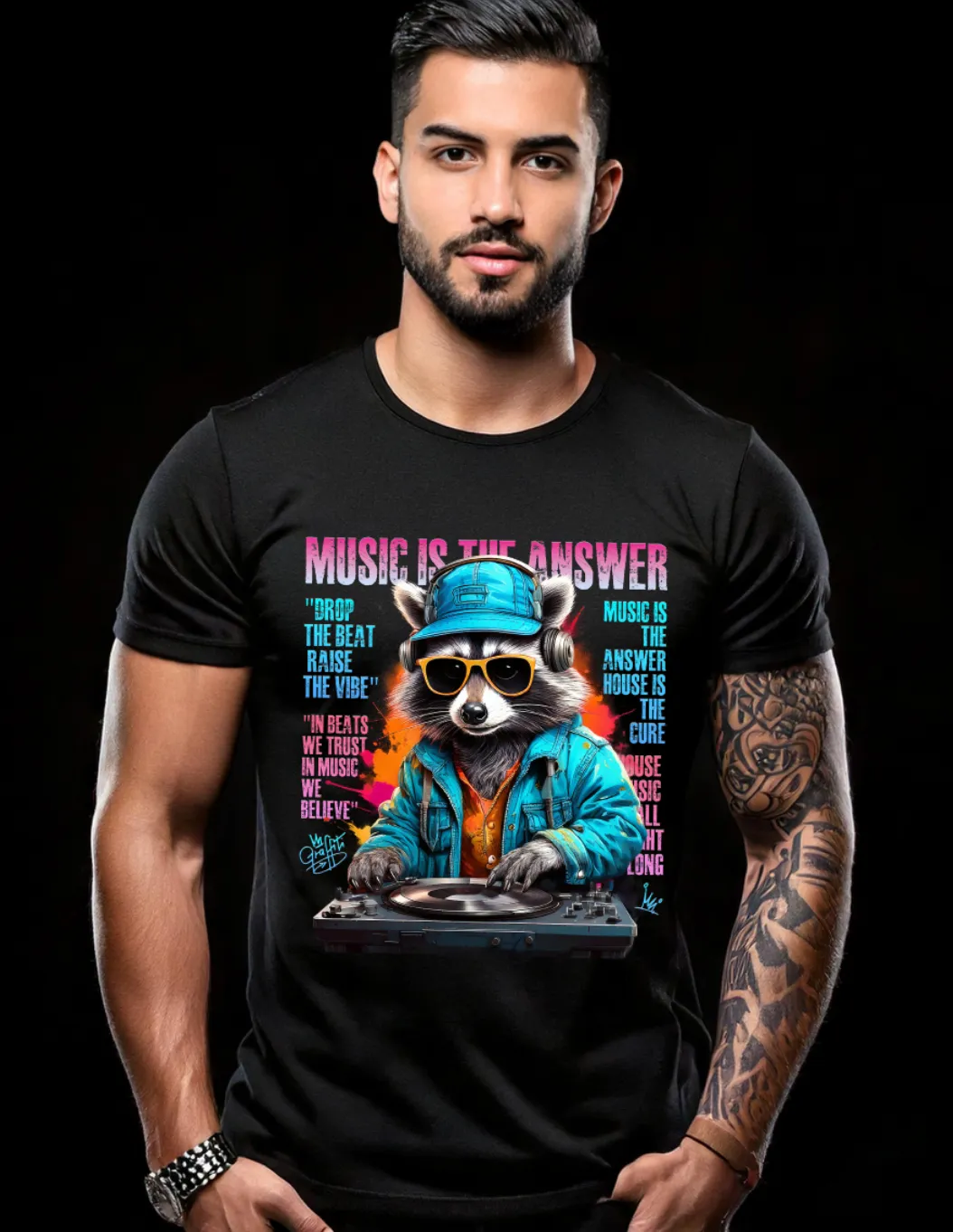 Raccoon DJ Art Exclusive T-Shirts | GM TM