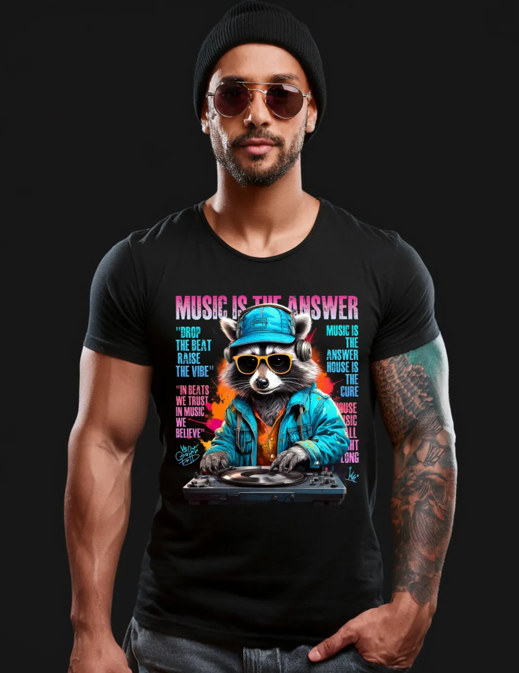 Raccoon DJ Art Exclusive T-Shirts | GM TM