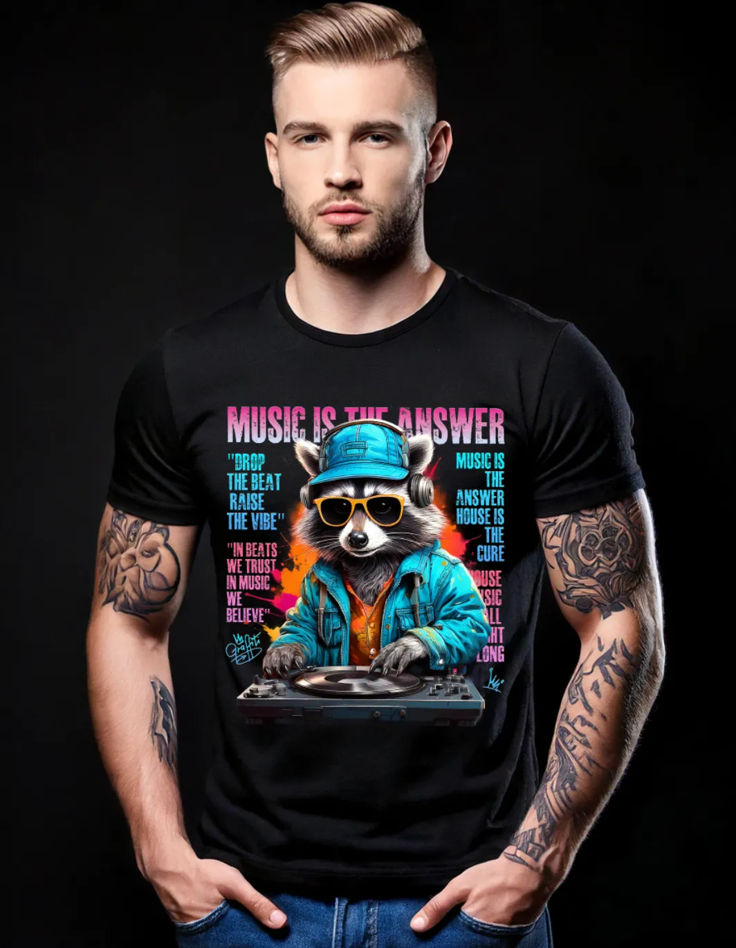 Raccoon DJ Art Exclusive T-Shirts | GM TM