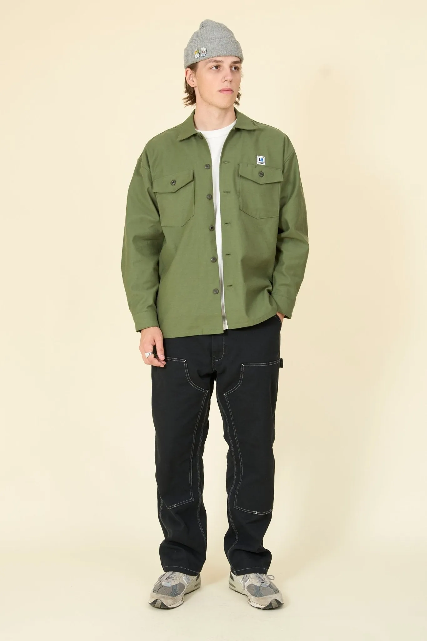 Radiall Hammond Open Collared L/S Shirt - Military Green
