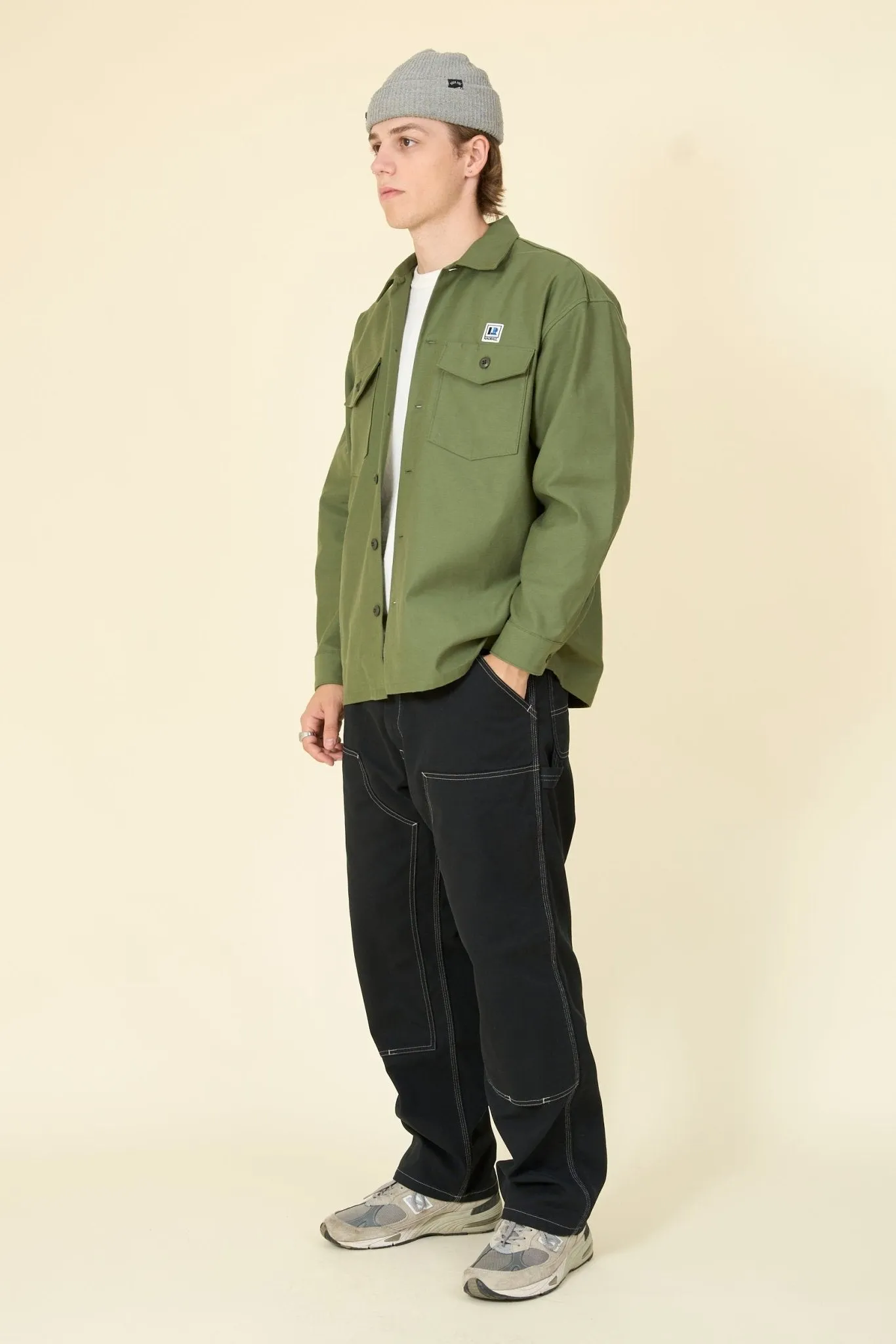 Radiall Hammond Open Collared L/S Shirt - Military Green
