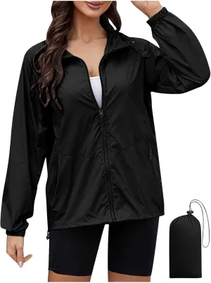 Rain Jacket Women Waterproof Lightweight Jacket with Hood Packable Rain Jacket Plus Size Rain Jackets with Pocket