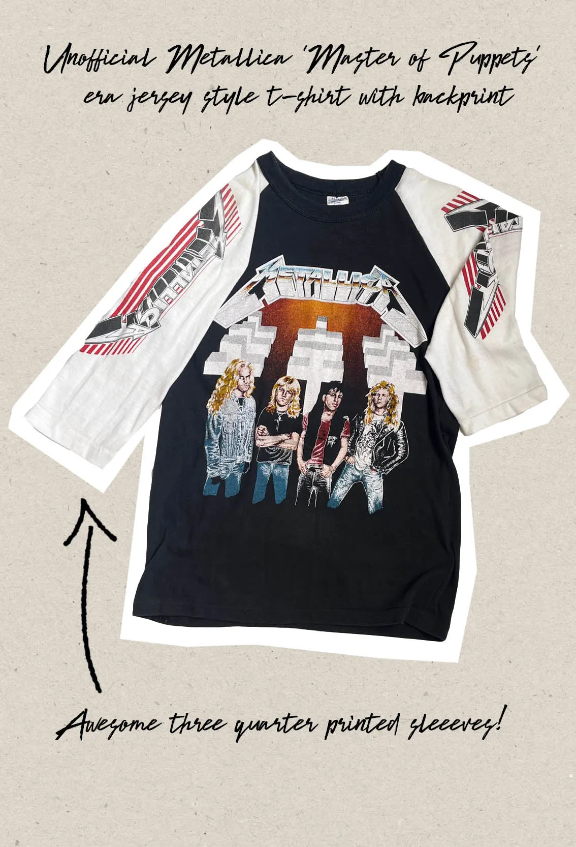 Rare unofficial circa 1986 Metallica 'Master Of Puppets' sleeve print t-shirt - XS