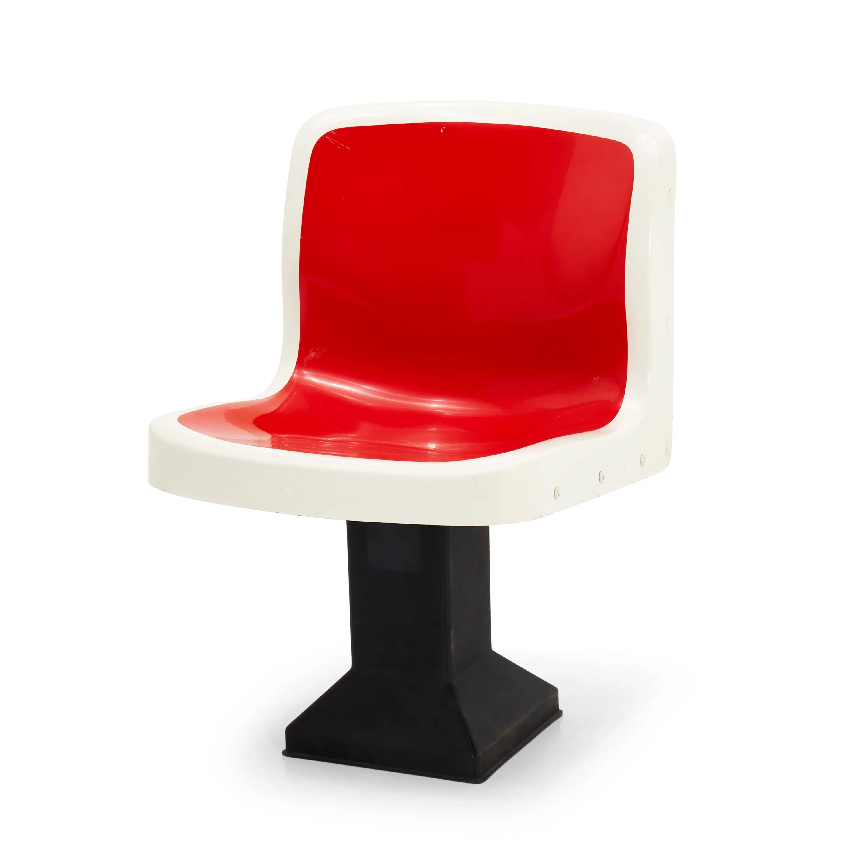 Red & White Fiberglass Bowling Alley Chair