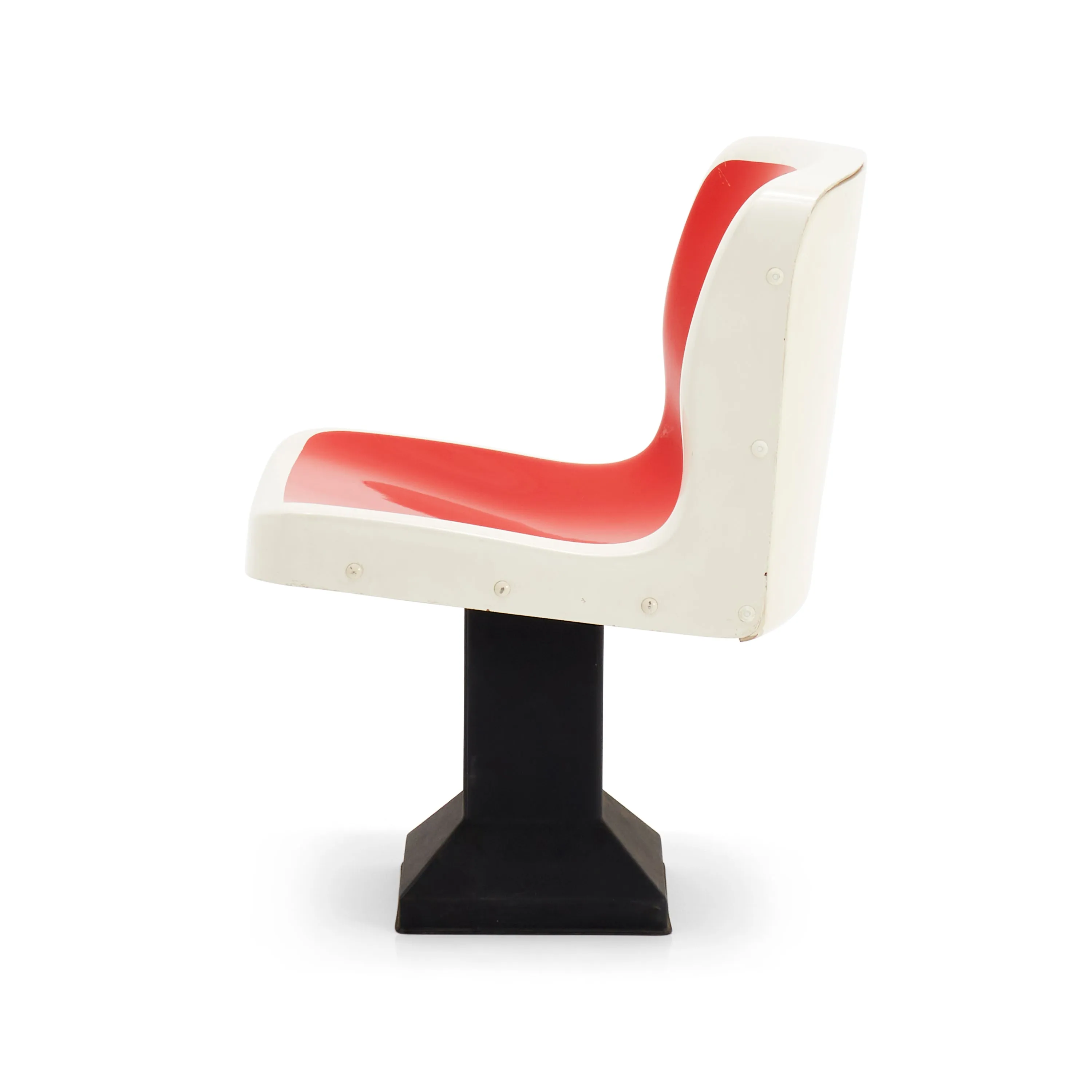 Red & White Fiberglass Bowling Alley Chair