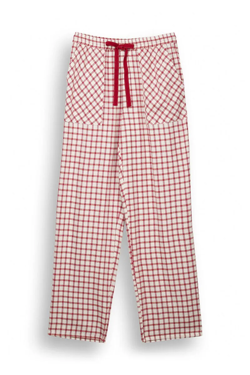Red checked cotton pyjama bottoms