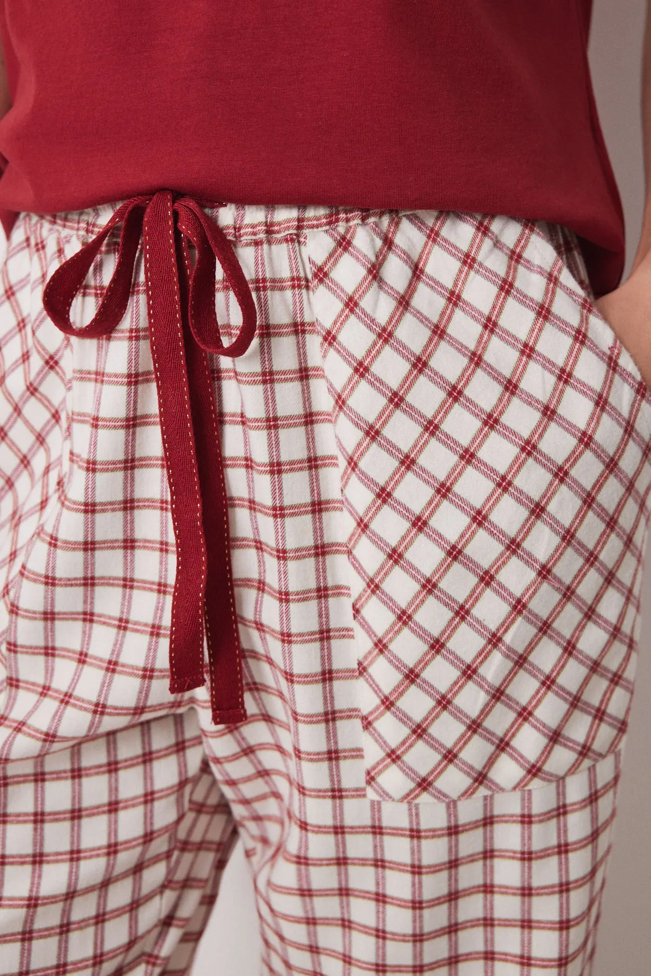 Red checked cotton pyjama bottoms