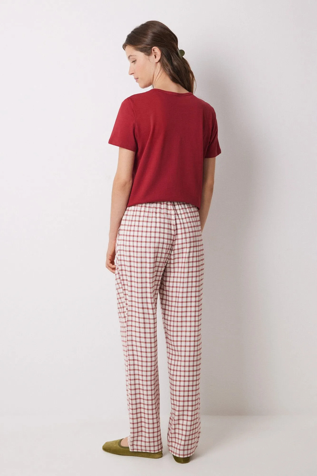 Red checked cotton pyjama bottoms