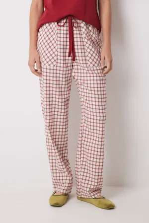 Red checked cotton pyjama bottoms