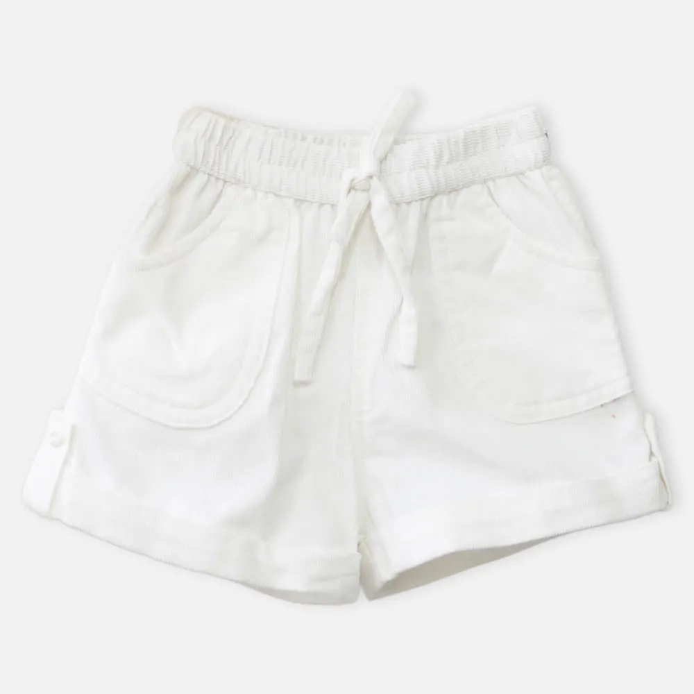 Red Half Sleeves T-Shirt With White Corduroy Shorts